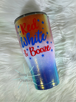 30 oz Curve Red, White and Booze Tumbler With Lid